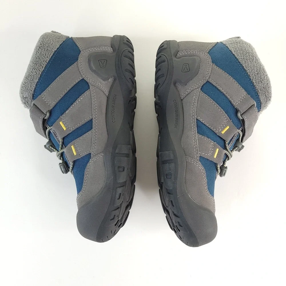 KEEN Targhee Mid Hiking Boots Youth 4‎ Blue Gray Waterproof Outdoor Play Walking